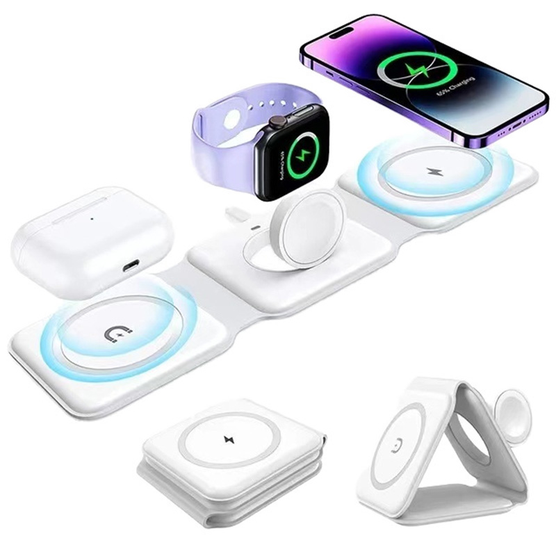 Wireless Charger 3 In 1 - 3-in-1 Magnetic Folding Wireless Charger, 15W