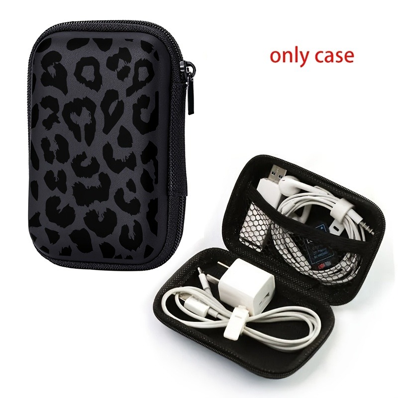 Tech Accessories Kit - Black Leopard Print EVA Hard Shell