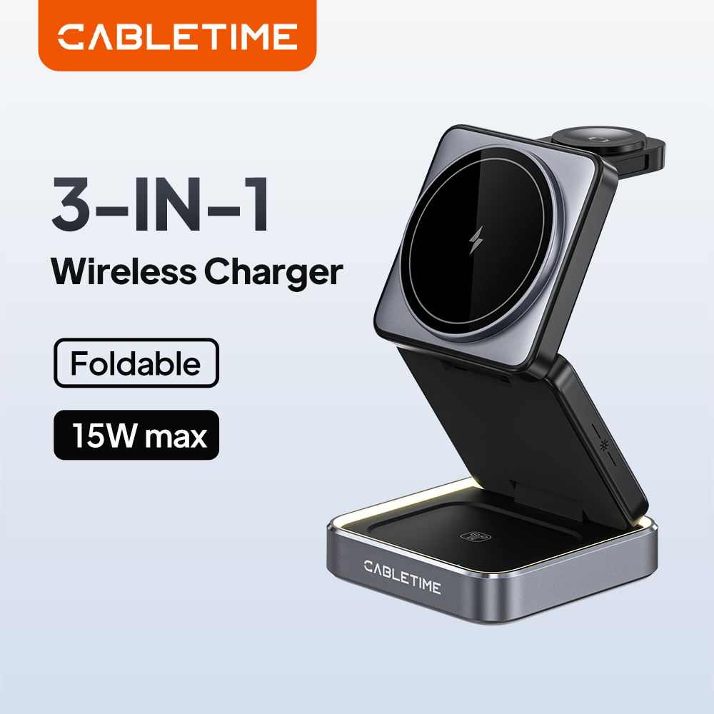 Wireless Charger 3 In 1 - CABLETIME Foldable Magnetic 3 in 1