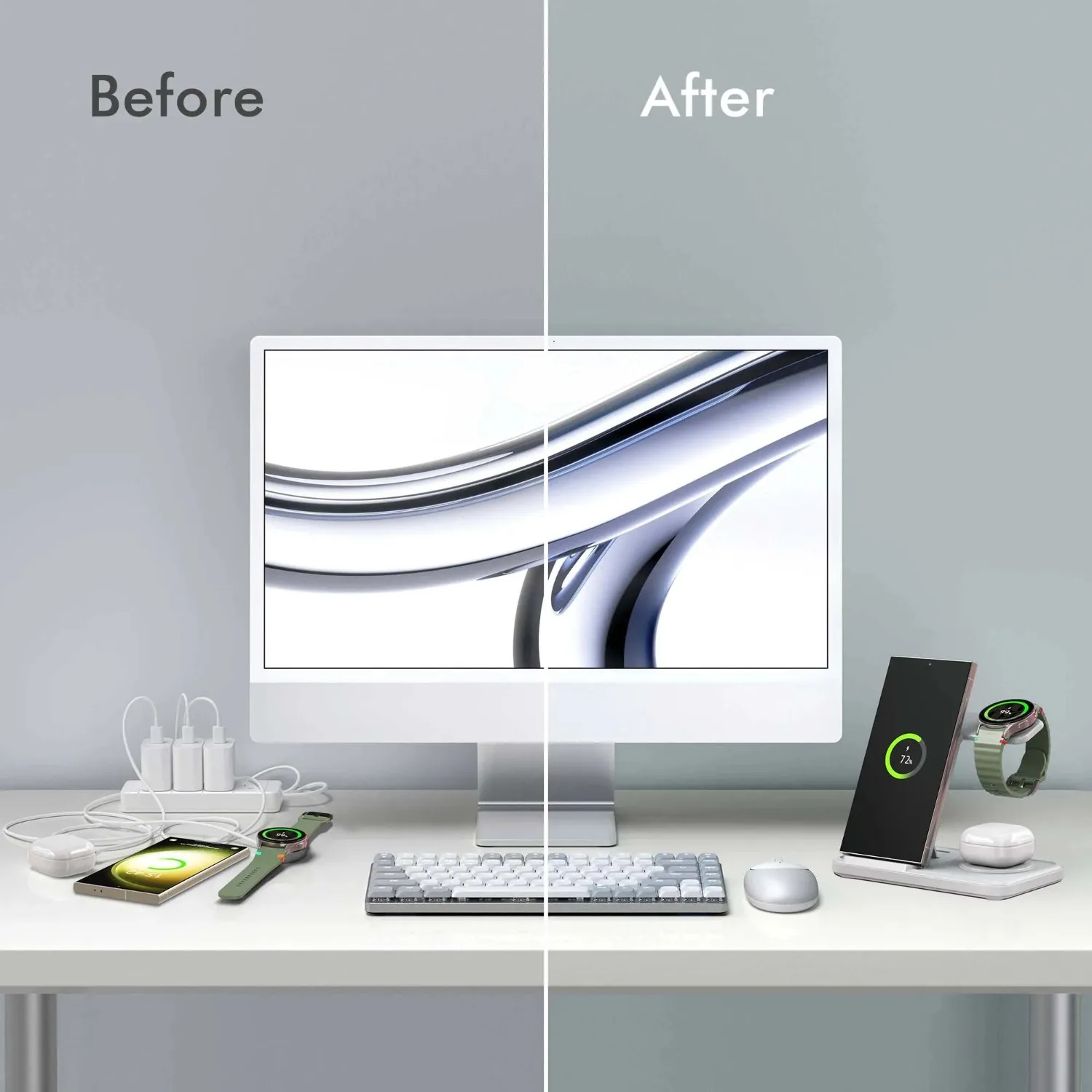 Desktop 3-in-1 Wireless Charge - Wireless Charger 3 In 1 ulasan dan harga
