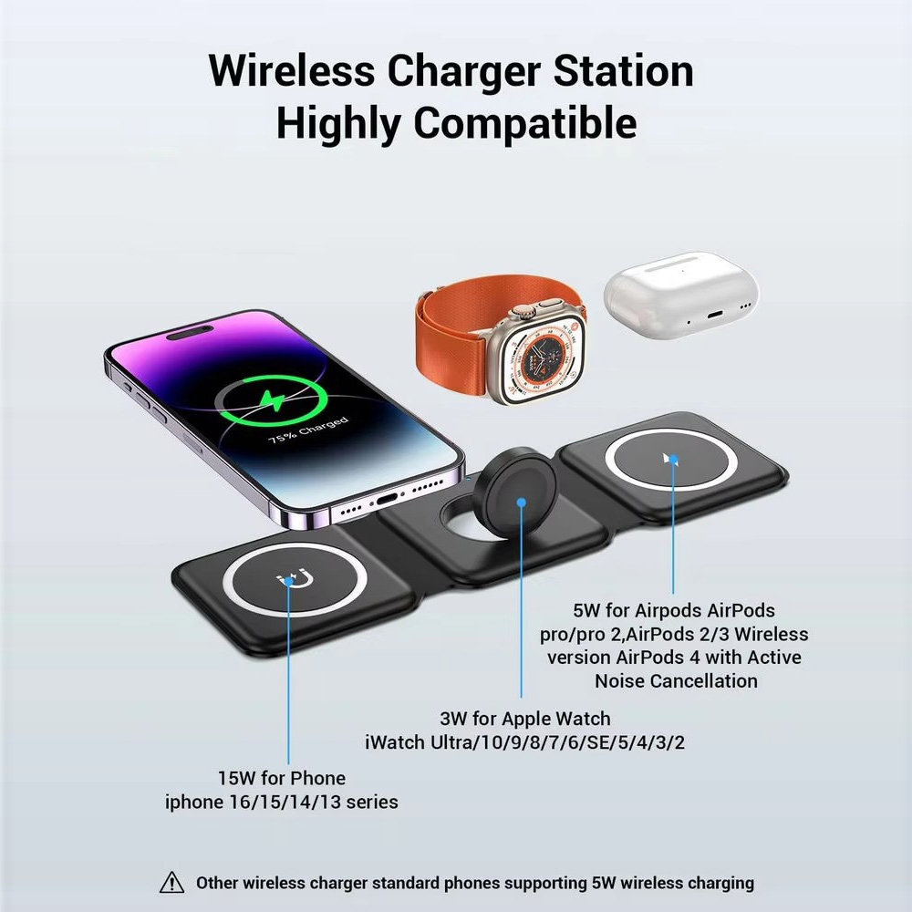 3-in-1 Magnetic Folding Wirele - Wireless Charger 3 In 1 ulasan dan harga