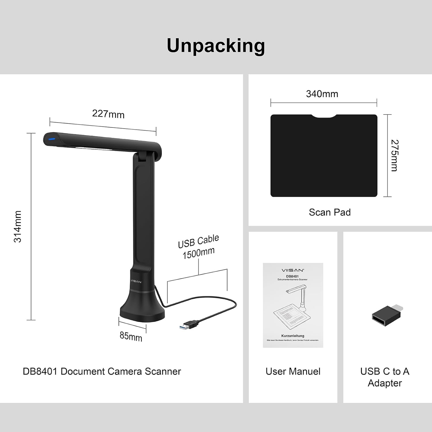 VIISAN DB8401 16MP Document Ca - Document Scanner Portable ulasan dan harga