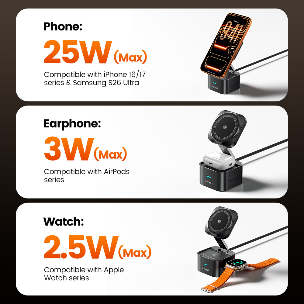Toocki QI2.2 25W Wireless Char - Wireless Charger 3 In 1 ulasan dan harga