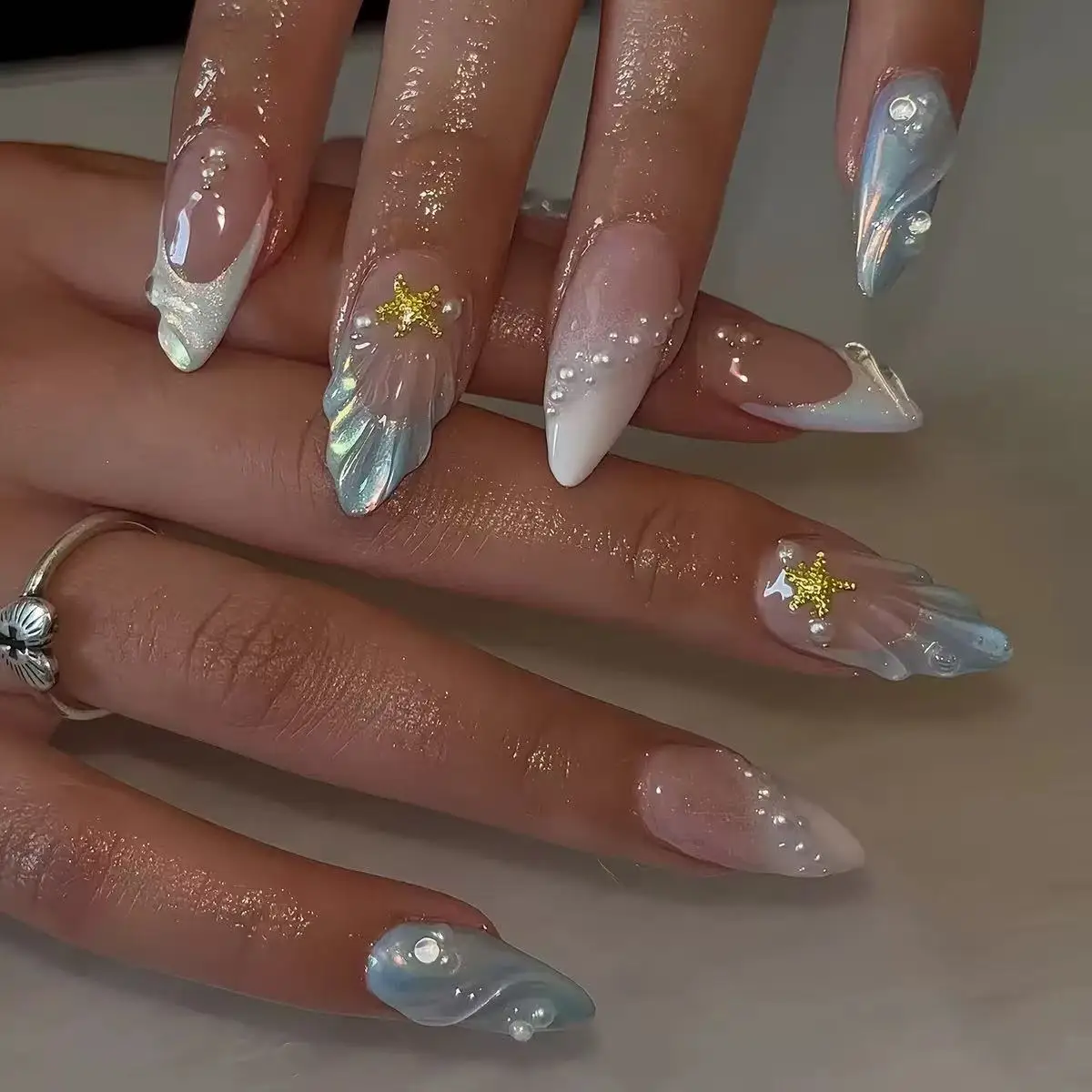 Short Oval 3D Pearl Shell Fren - Nail Tech Accessories ulasan dan harga