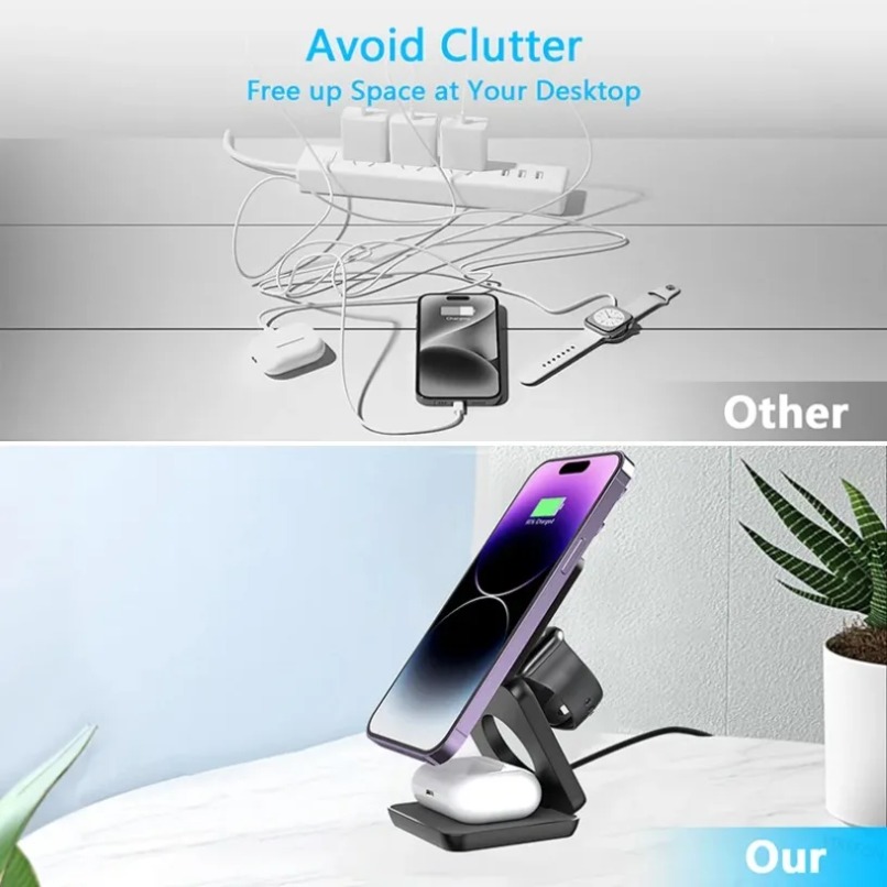 3 in 1 Foldable Magnetic Wirel - Wireless Charger 3 In 1 ulasan dan harga