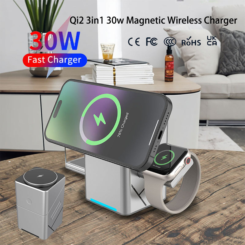 15W Touch Rotating Magnetic Mu - Wireless Charger 3 In 1 ulasan dan harga
